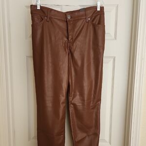 Skinny Faux Leather Mid Rise Pant